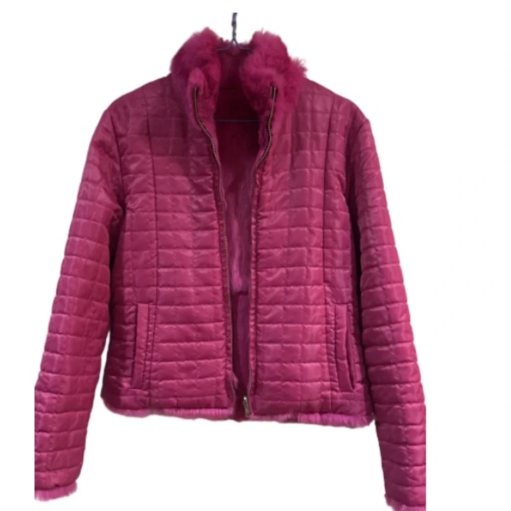 Wilson's Maxima  Pink Rabbit Fur  quilted Reversible Jacket - Picture 3 of 9